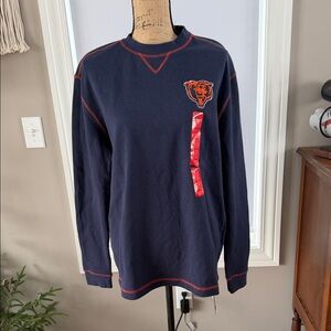 🆕 Chicago Bears Long Sleeve Thermal Henley Navy Medium Unisex
